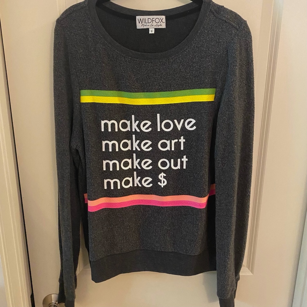 Wildfox, lightweight gray sweatshirt, size small